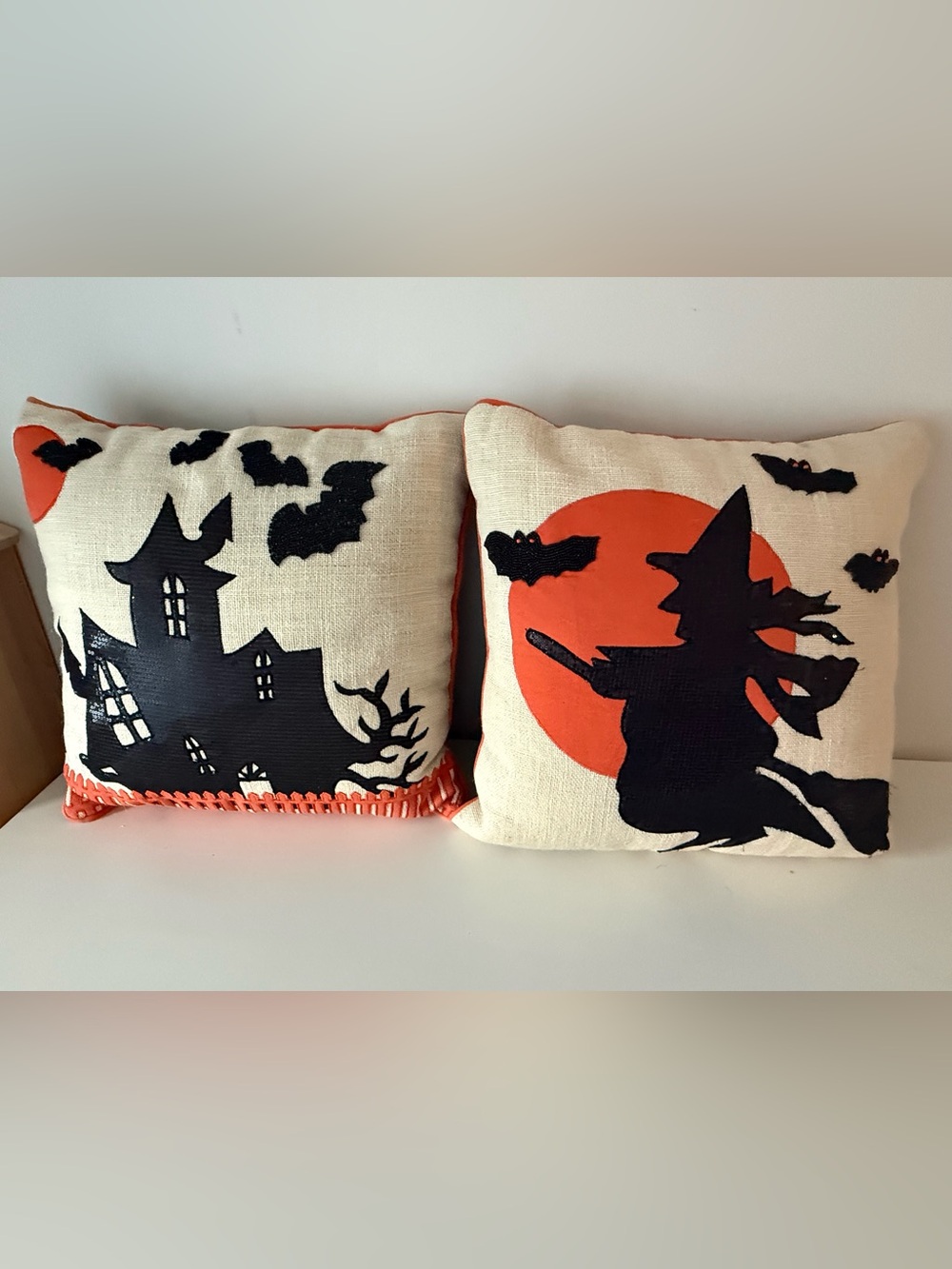 Halloween Witch & Haunted House Decorative Pillows (2)